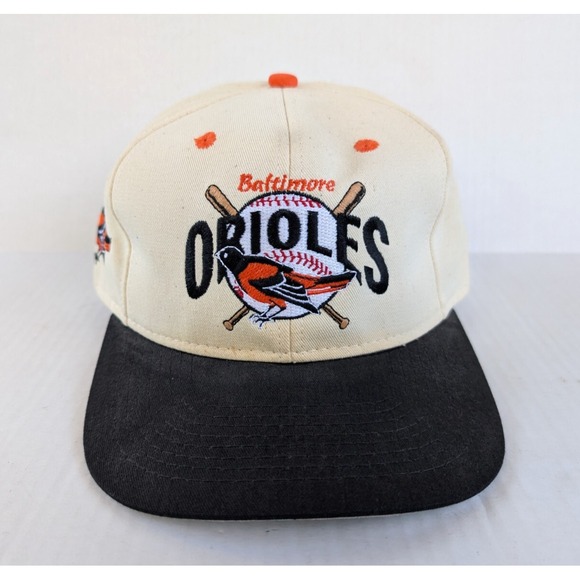 Vintage Baltimore Orioles Hat #1 Apparel New Era Snapback 2 Bat Logo MLB 90s - Picture 2 of 9